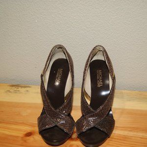 Michael Kors Women’s Snakeskin Open Toe Pumps